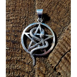 Pentagram med orm i silver925